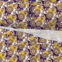 Purple and yellow team color Paisley mandala