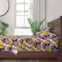 Purple and yellow team color Paisley mandala