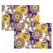 Purple and yellow team color Paisley mandala