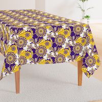 Purple and yellow team color Paisley mandala