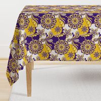 Purple and yellow team color Paisley mandala