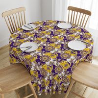 Purple and yellow team color Paisley mandala