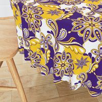 Purple and yellow team color Paisley mandala