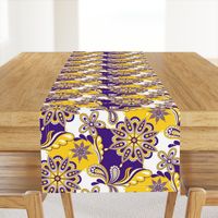 Purple and yellow team color Paisley mandala