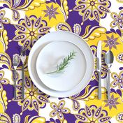 Purple and yellow team color Paisley mandala