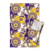 Purple and yellow team color Paisley mandala