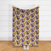 Purple and yellow team color Paisley mandala