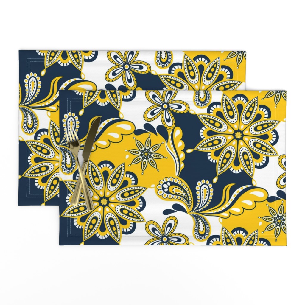 Yellow and blue team color Paisley Mandala