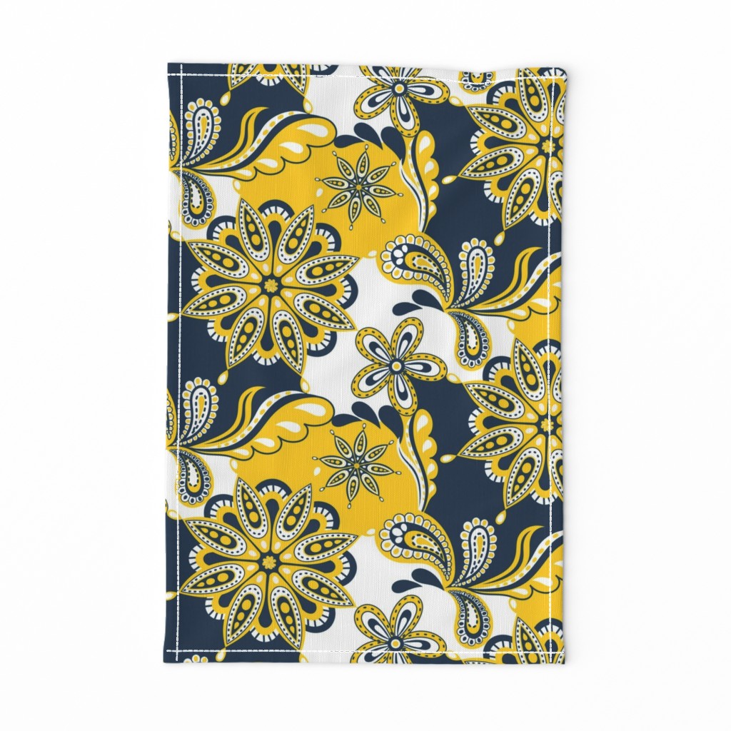 Yellow and blue team color Paisley Mandala