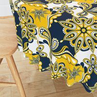 Yellow and blue team color Paisley Mandala