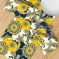 Yellow and blue team color Paisley Mandala