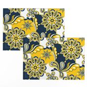 Yellow and blue team color Paisley Mandala