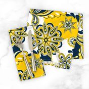 Yellow and blue team color Paisley Mandala