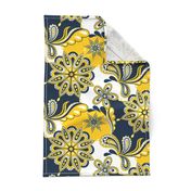 Yellow and blue team color Paisley Mandala