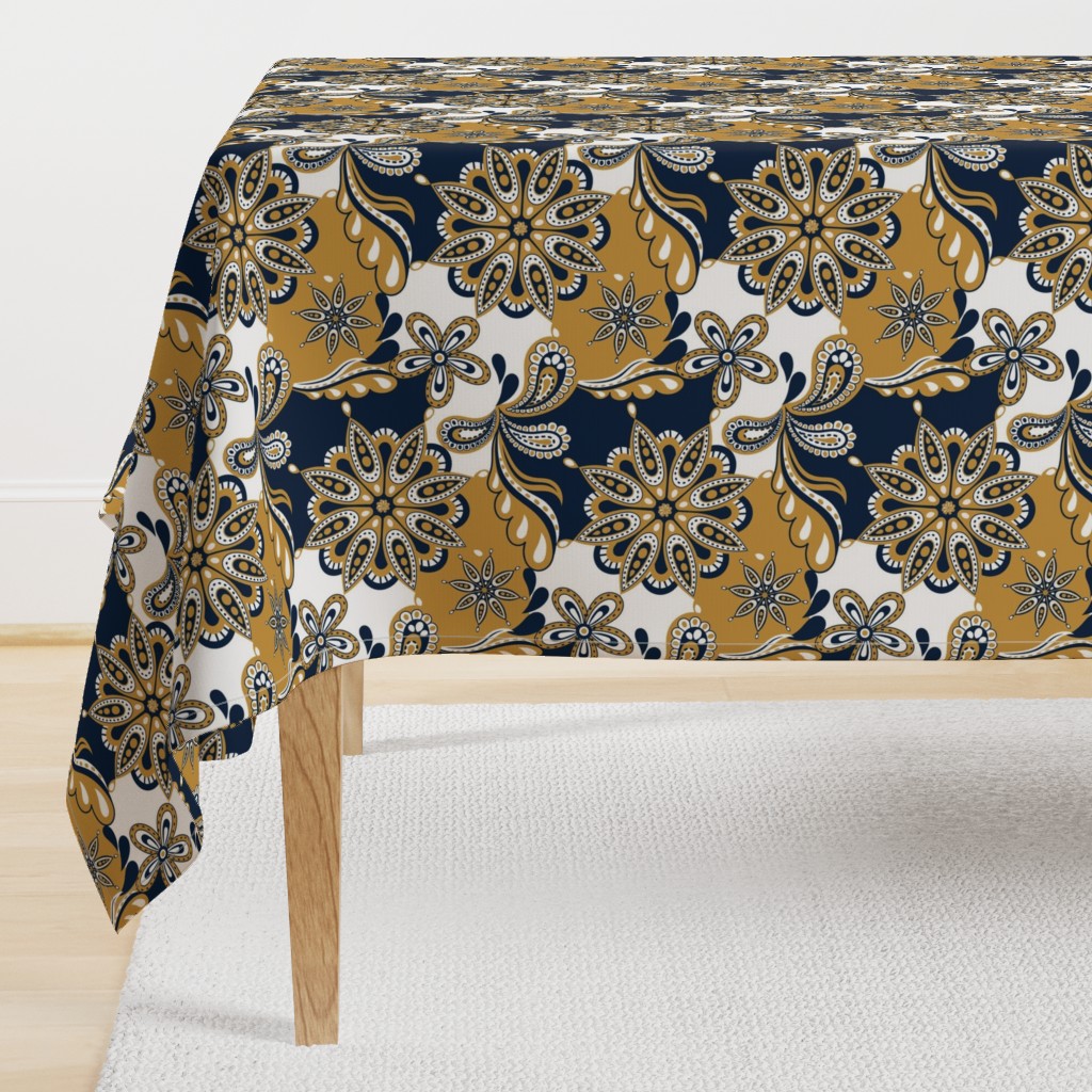 Blue and gold Team color Paisley Mandala