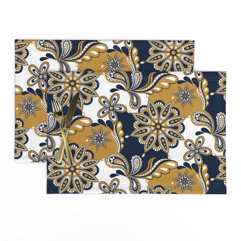 Blue and gold Team color Paisley Mandala