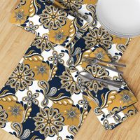 Blue and gold Team color Paisley Mandala