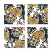 Blue and gold Team color Paisley Mandala