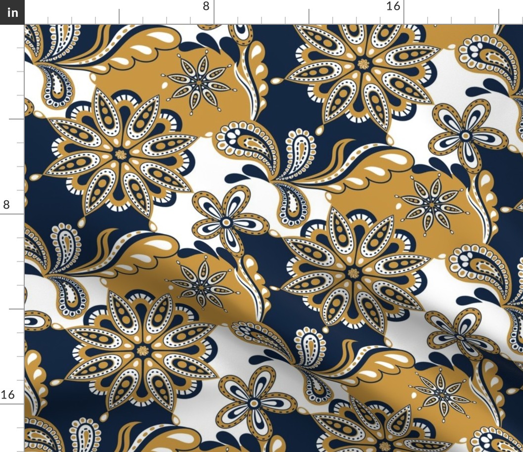 Blue and gold Team color Paisley Mandala