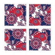 Red and blue team color Paisley Mandala