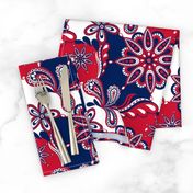 Red and blue team color Paisley Mandala