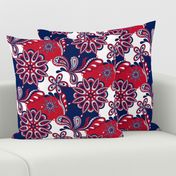 Red and blue team color Paisley Mandala