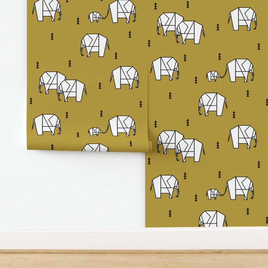 Geo elephants - mustard yellow safari animals