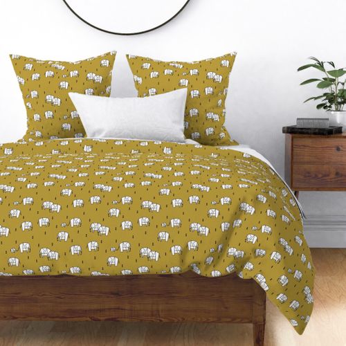 Geo elephants - mustard yellow safari Fabric | Spoonflower