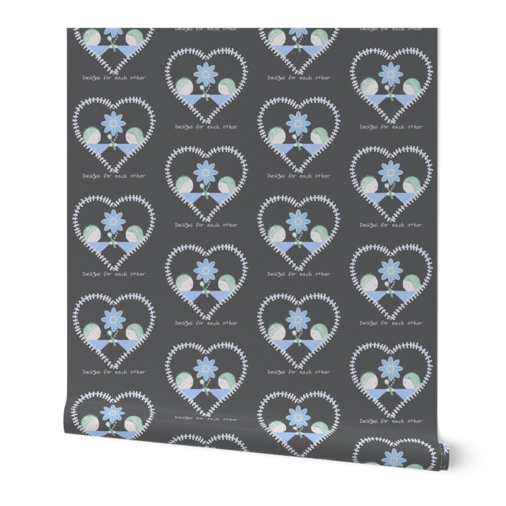 spoonflower heart on grey