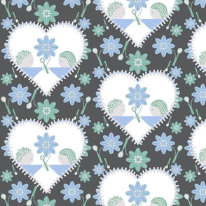 Spoonflower's heart on grey