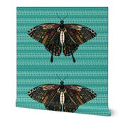 swallowtail butterfly teal tea towel