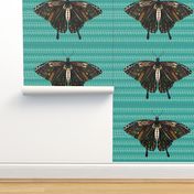 swallowtail butterfly teal tea towel