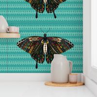 swallowtail butterfly teal tea towel