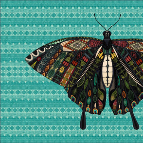 swallowtail butterfly teal tea towel