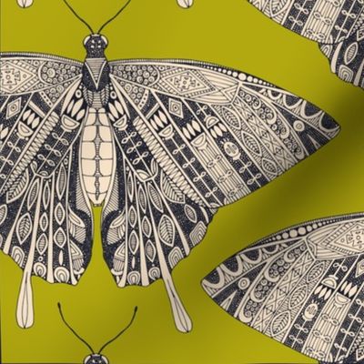 swallowtail butterfly citron basalt tea towel