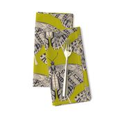 swallowtail butterfly citron basalt tea towel