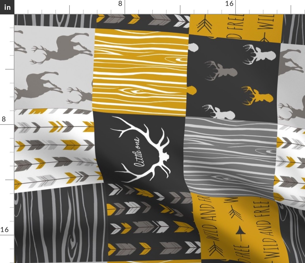 WholeCloth Quilt - Ironwood- deer arrows antlers and woodgrain - patchwork