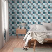 Wholecloth Quilt - Winslow Woodland - Blue/teal/grey deer antlers arrows and woodgrain