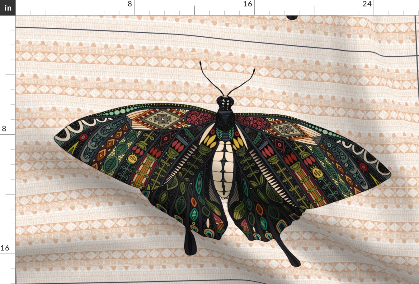 swallowtail butterfly peach tea towel