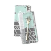 Wholecloth Quilt - rotated - whistler village - grey and mint