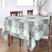 Wholecloth Quilt - rotated - whistler village - grey and mint