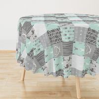 Wholecloth Quilt - rotated - whistler village - grey and mint