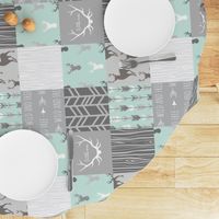 Wholecloth Quilt - rotated - whistler village - grey and mint