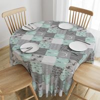 Wholecloth Quilt - rotated - whistler village - grey and mint