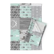 Wholecloth Quilt - rotated - whistler village - grey and mint