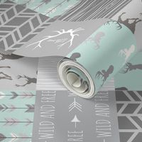 Wholecloth Quilt - rotated - whistler village - grey and mint