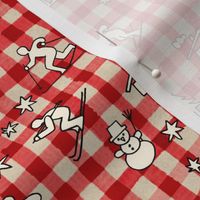 Swiss Gingham with Skiers 