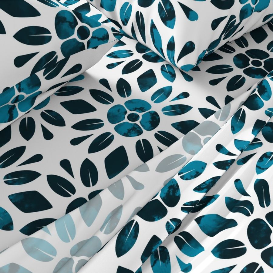 Blue Floral Geometric