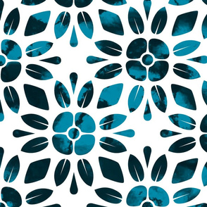 Blue Floral Geometric