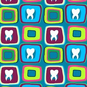 Color Craze Mod Tooth Design/ Dental RDH Geometric Blues 